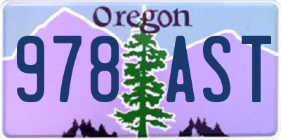 OR license plate 978AST