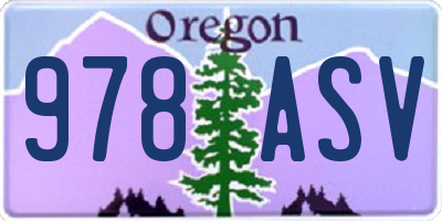 OR license plate 978ASV