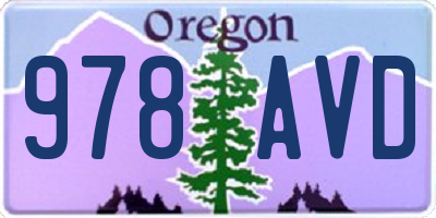 OR license plate 978AVD