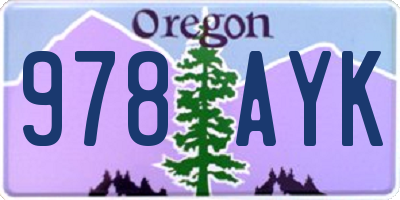 OR license plate 978AYK