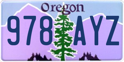 OR license plate 978AYZ