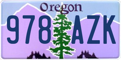 OR license plate 978AZK