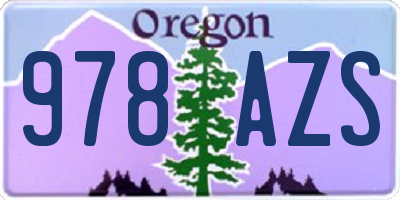 OR license plate 978AZS