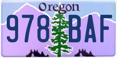 OR license plate 978BAF