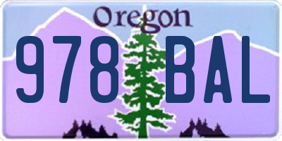 OR license plate 978BAL