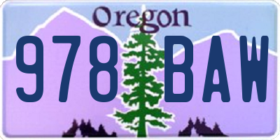 OR license plate 978BAW