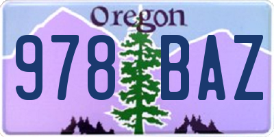 OR license plate 978BAZ