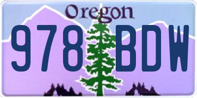 OR license plate 978BDW