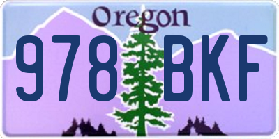 OR license plate 978BKF