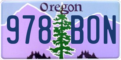 OR license plate 978BON