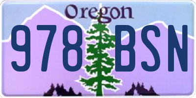 OR license plate 978BSN