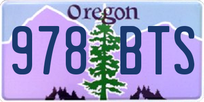 OR license plate 978BTS