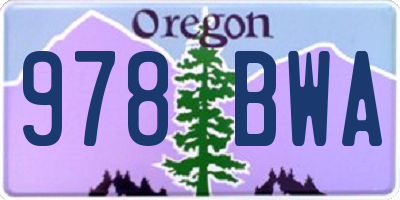 OR license plate 978BWA