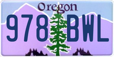 OR license plate 978BWL
