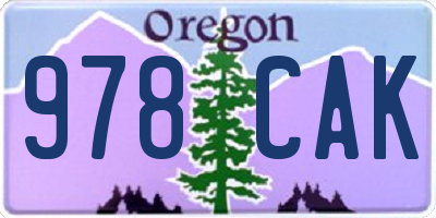 OR license plate 978CAK