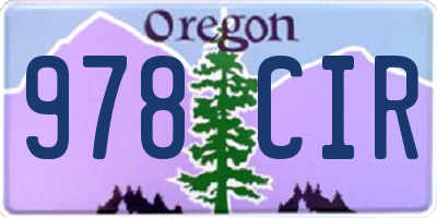 OR license plate 978CIR