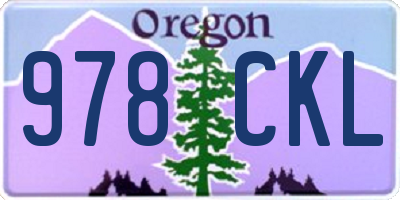 OR license plate 978CKL