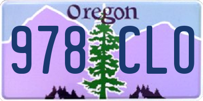 OR license plate 978CLO