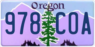 OR license plate 978COA
