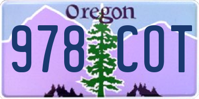 OR license plate 978COT