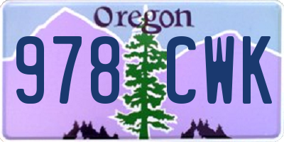 OR license plate 978CWK