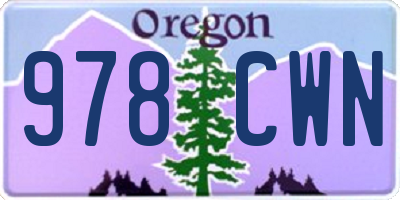 OR license plate 978CWN