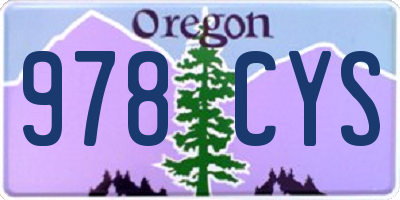 OR license plate 978CYS