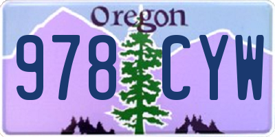 OR license plate 978CYW