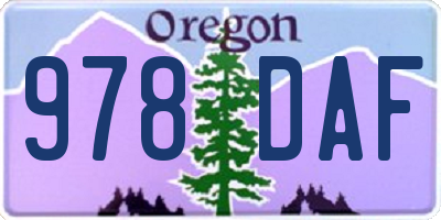 OR license plate 978DAF