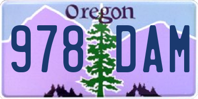 OR license plate 978DAM