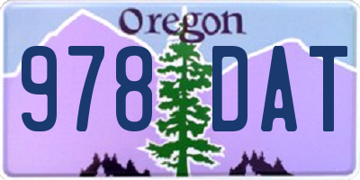 OR license plate 978DAT