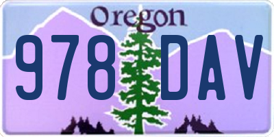 OR license plate 978DAV