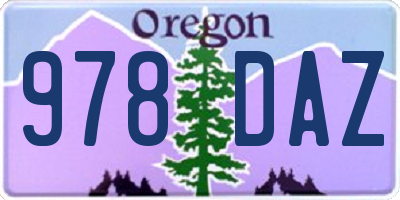 OR license plate 978DAZ