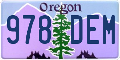 OR license plate 978DEM