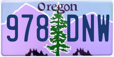 OR license plate 978DNW