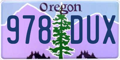 OR license plate 978DUX