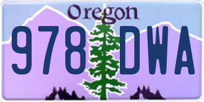 OR license plate 978DWA
