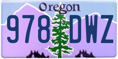 OR license plate 978DWZ
