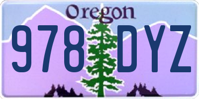 OR license plate 978DYZ