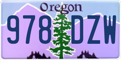 OR license plate 978DZW
