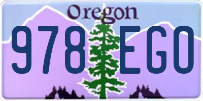 OR license plate 978EGO
