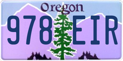 OR license plate 978EIR