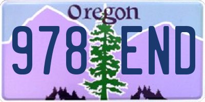 OR license plate 978END