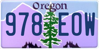 OR license plate 978EOW