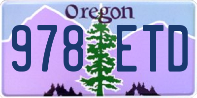 OR license plate 978ETD