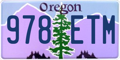 OR license plate 978ETM