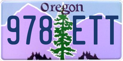 OR license plate 978ETT