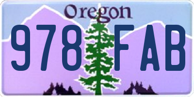 OR license plate 978FAB