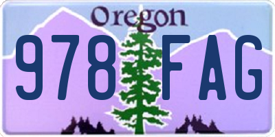 OR license plate 978FAG