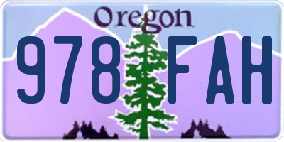 OR license plate 978FAH